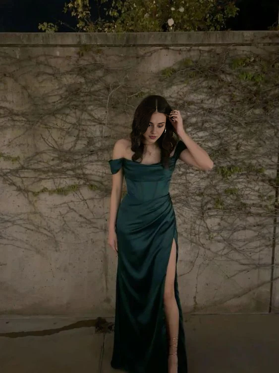 omberprom Elegant Dresses Evening Wear Off The Shoulder Green Long Evening Dresses Formal Party Dress
