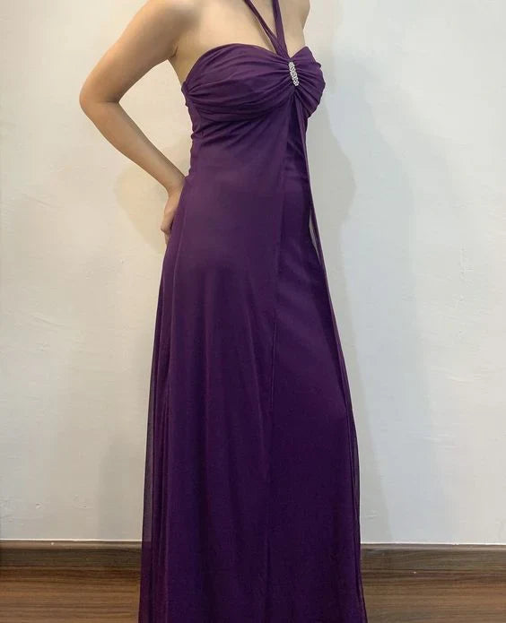 omberprom Elegant Dresses Evening Wear Halter Purple Vintage Prom Dress Formal Party Dress