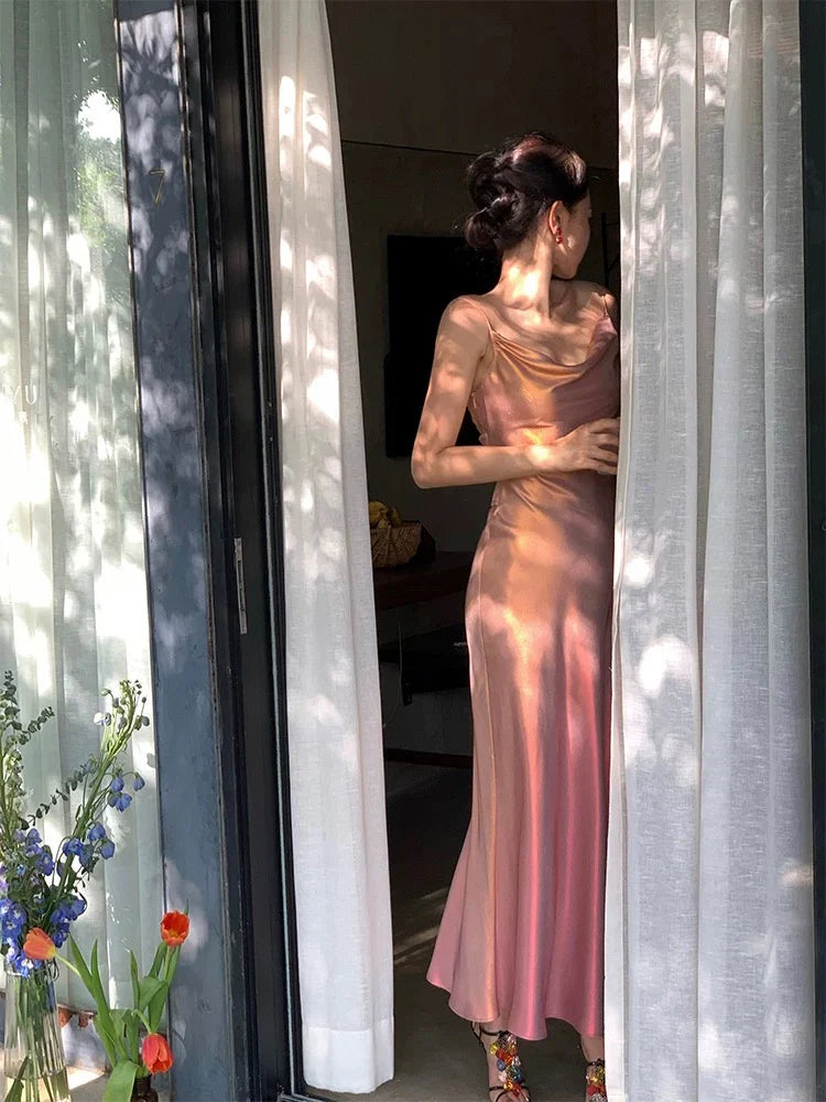 omberprom Elegant Gowns Evening Dresses Spaghetti Straps Sheath Long Prom Dress Formal Party Gown