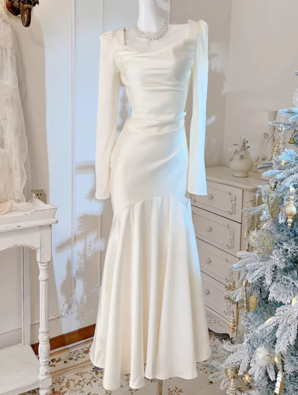 omberprom Elegant Formal Dresses Gowns Evening Dresses Mermaid Long Prom Dress Long Sleeves Wedding Gown