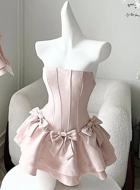 omberprom Elegant Evening Gown Strapless A Line Mini Homecoming Dress Sweet Party Dress