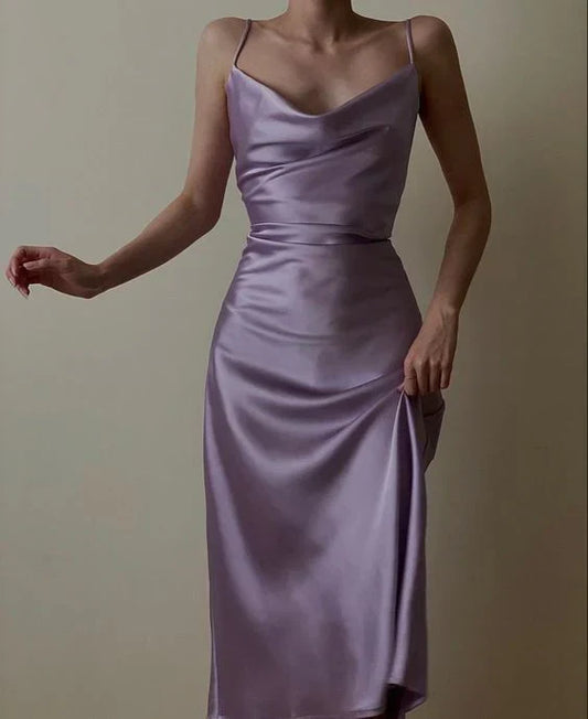 omberprom Elegant Dress For Formal Spaghetti Straps Purple Evening Dresses Satin Prom Dresses