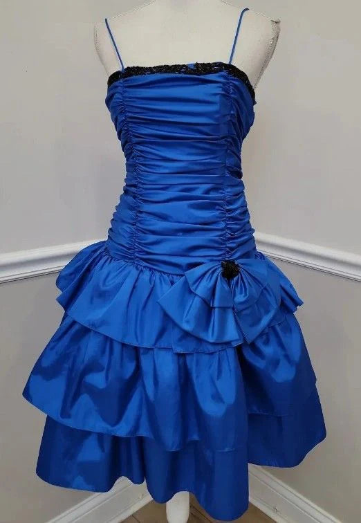 omberprom Elegant Spaghetti Straps Royal Blue A Line Short Prom Dress Party Dress Gowns Evening Dresses