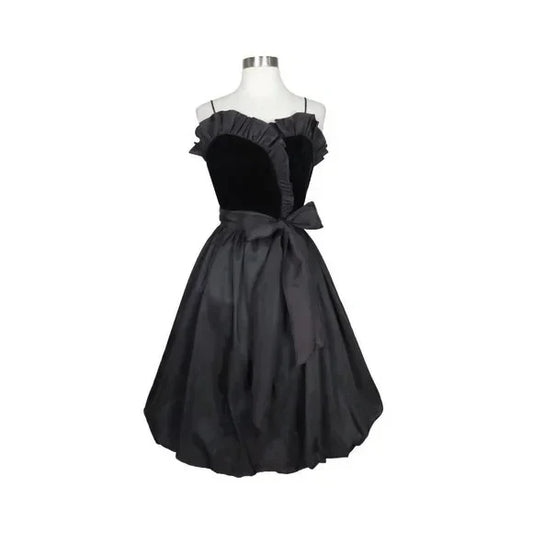 omberprom Elegant Formal Women's Dresses Spaghetti Straps Black A Line Short Prom Dress Vintage Ruffle Party Dress