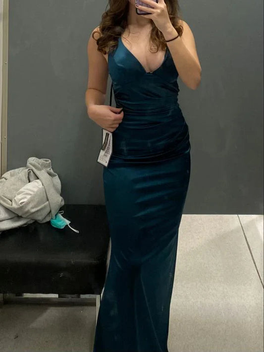 omberprom Elegant Formal Dresses V Neck Sheath Long Prom Dress Evening Party Dress