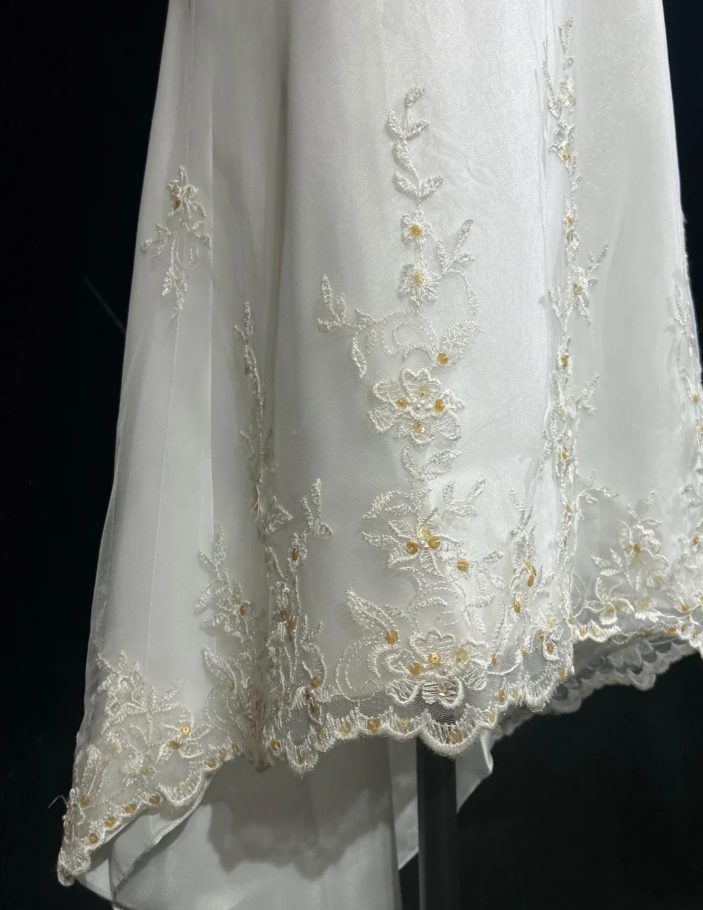 Pretty Strapless White Tulle Lace Beaded Mermaid Long Party Dress Evening Gown