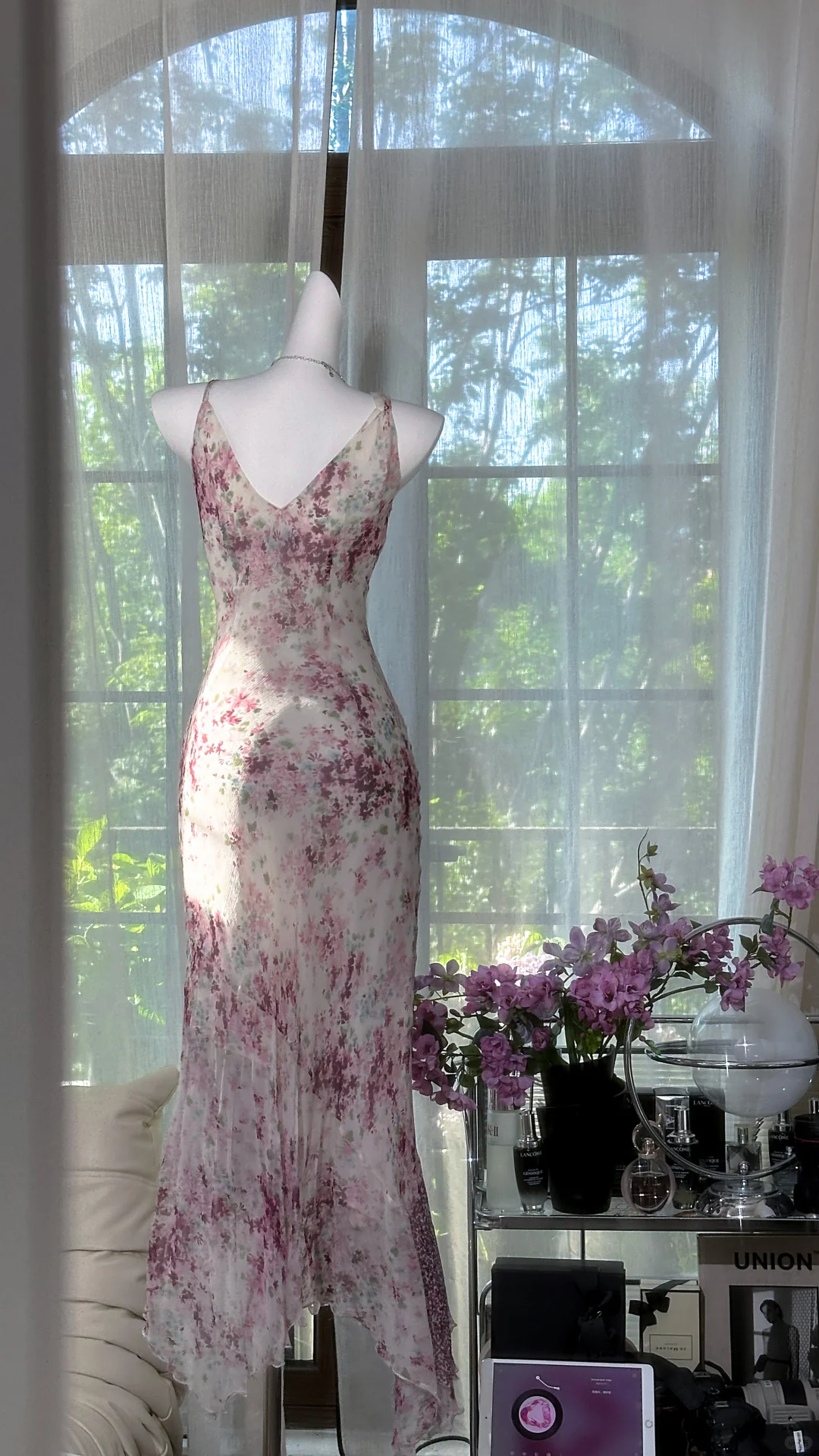 Pretty Chiffon Printed Floral Ruffle Mermaid Prom Dress Evening Gown SP664