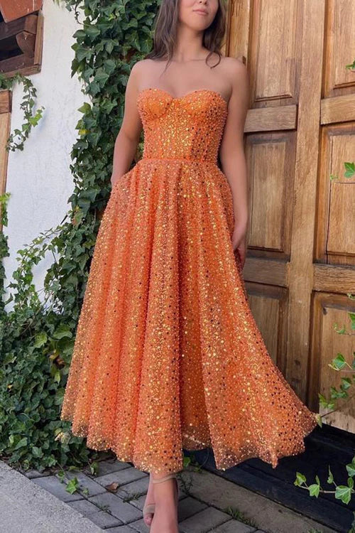 omberprom A-Line Prom Dresses Sparkle & Shine Dress Cocktail Party Floor Length Sleeveless Sweetheart Lace with Sequin