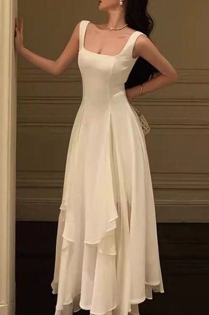 A Line Square Neck Prom Dresses Elegant Evening Gown