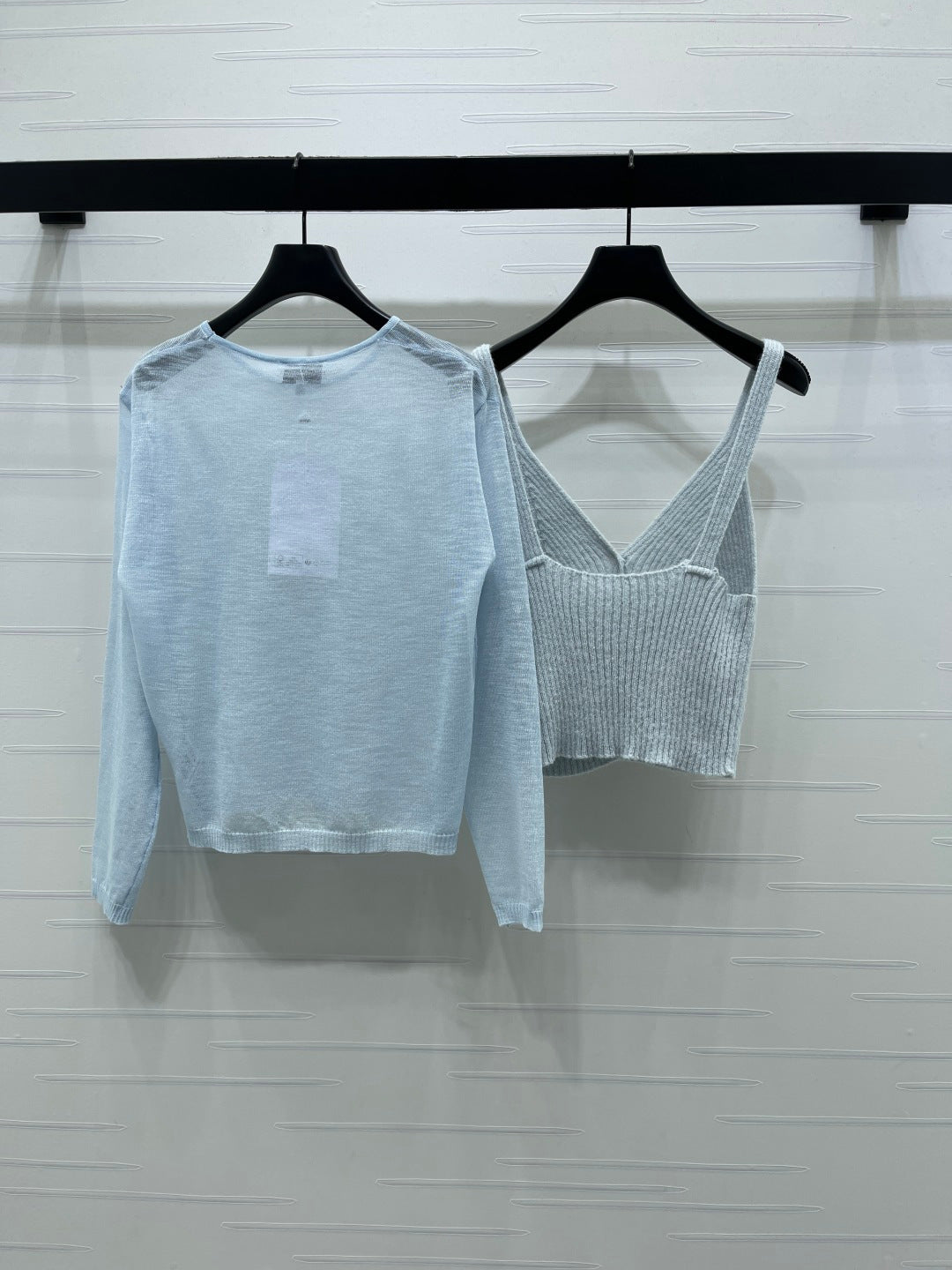 CC 26s Camisole and Long-Sleeved Knit Two-Piece Set Light Blue 344133
