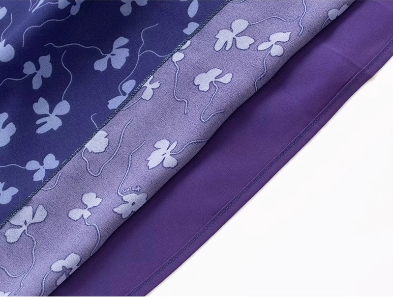 2025 Summer New Purple Floral Square Neck Puff Sleeve Retro A-line Short Dress R0949
