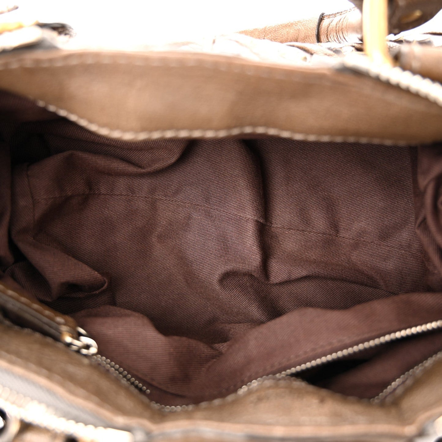 Snakeskin Grained Calfskin Chevron Paddington Brown