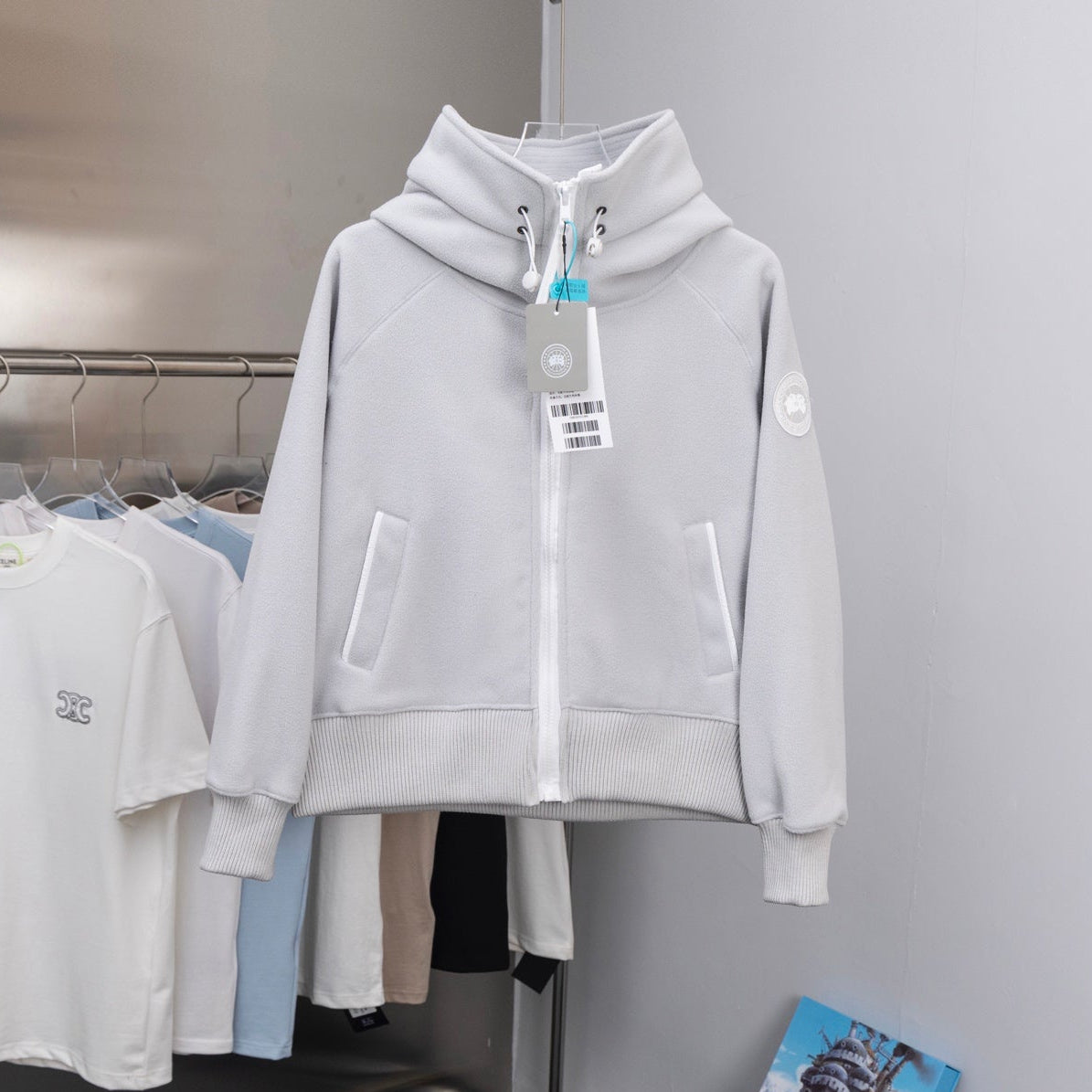 C. Goose Bomber Jacket Light Grey Lambswool 0015
