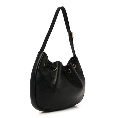 Grained Deerskin Paris VII Small Flat Hobo Black