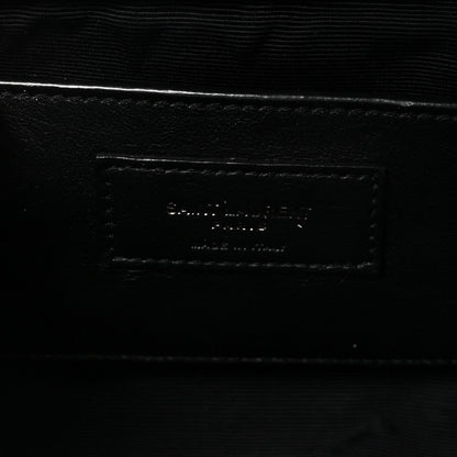 Grain De Poudre Textured Mixed Matelasse Triquilt Small Monogram Monochrome Satchel Black