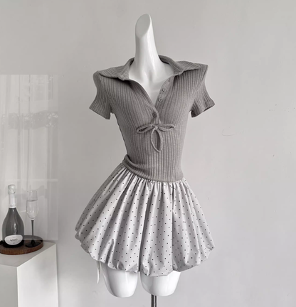 Ballet style French dress 2025 new knitted patchwork short skirt puffy skirt R2050
