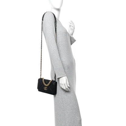 Lambskin Quilted Chanel 19 Wallet On Chain WOC Black
