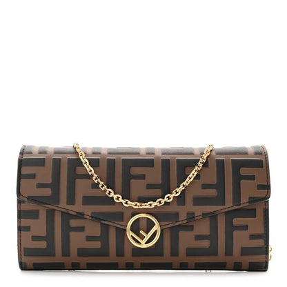 Vitello Soft F is Fendi Bi-Color FF 1974 Embossed Continental Envelope Wallet On Chain Maya Black