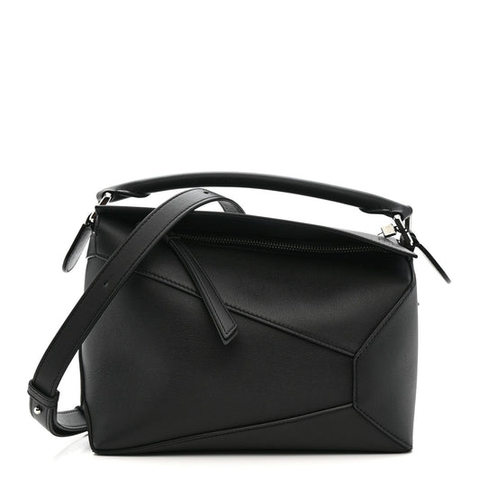 Calfskin Small Puzzle Edge Bag Black