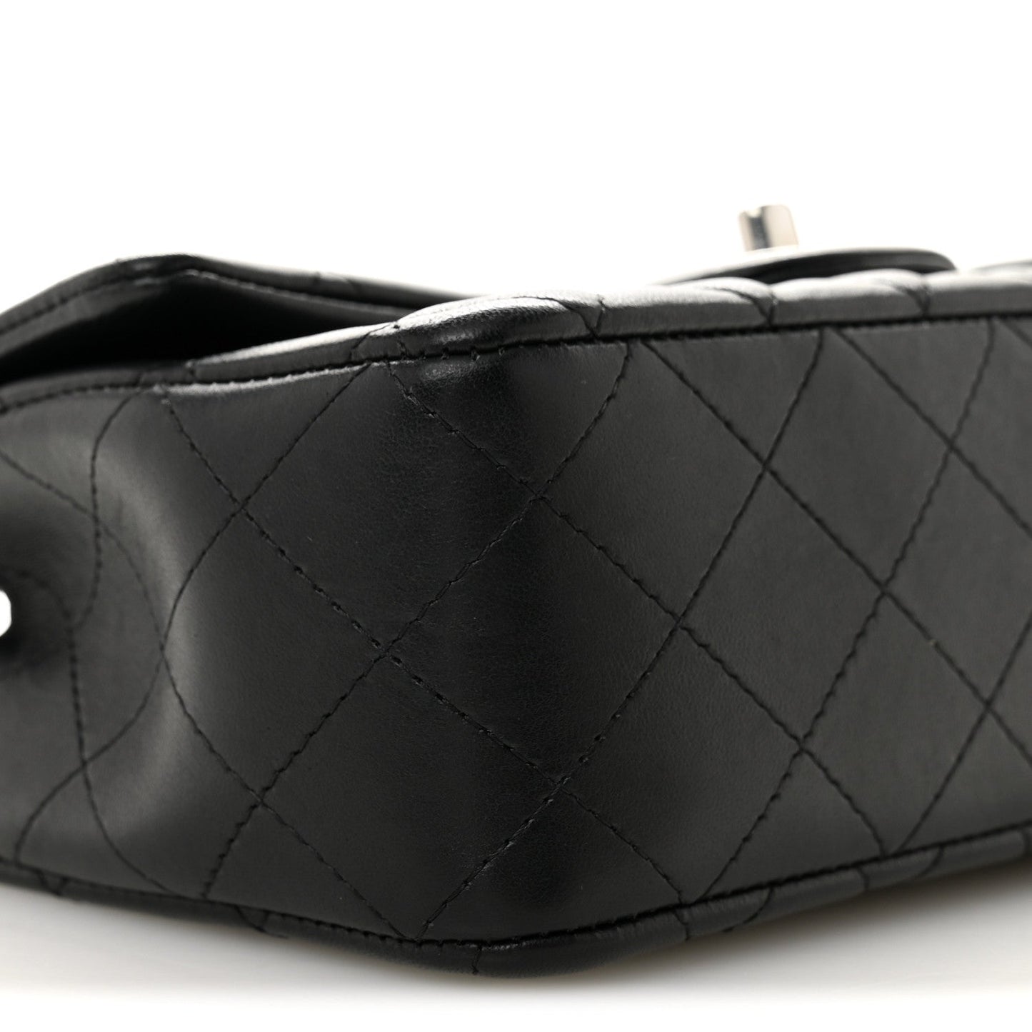 Lambskin Quilted Mini Rectangular Flap Black