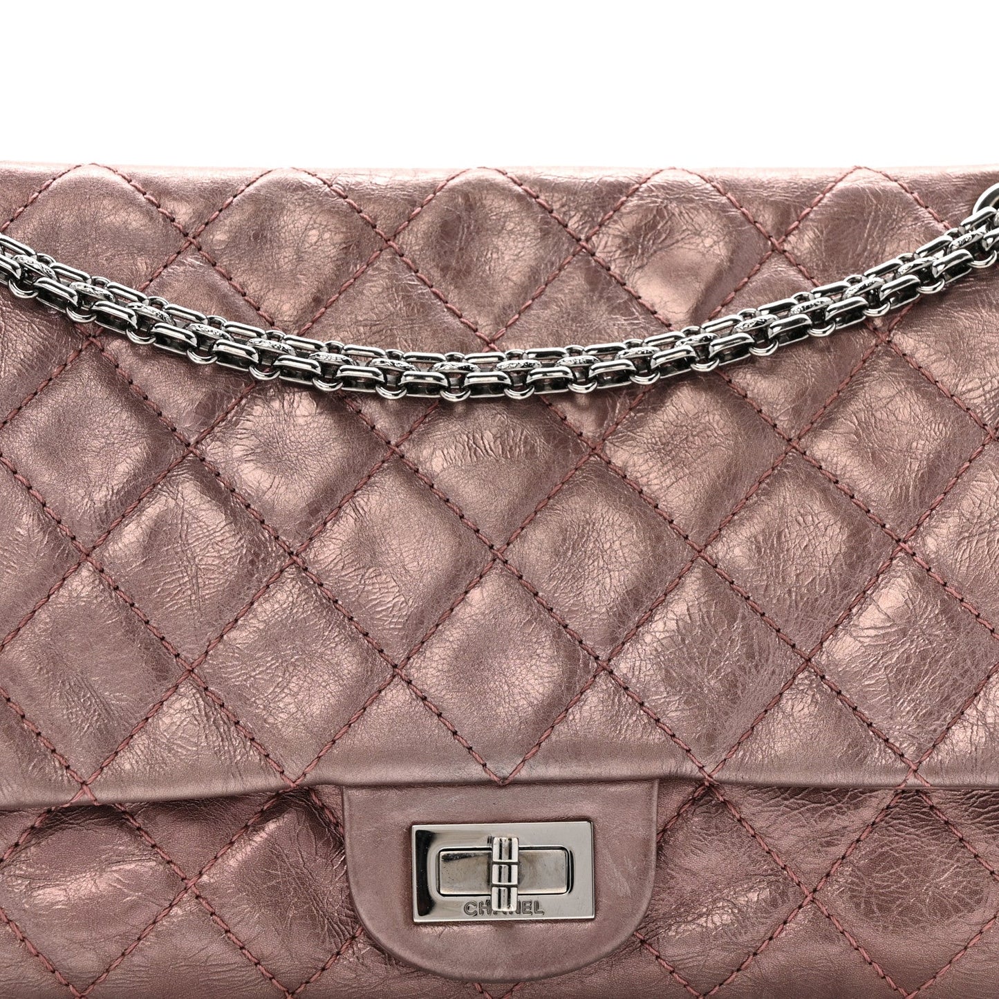 Metallic Aged Calfskin Quilted 2.55 Reissue 226 Flap Rose Fonce