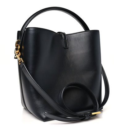 Smooth Shiny Calfskin Monogram Le 37 Bucket Bag Black