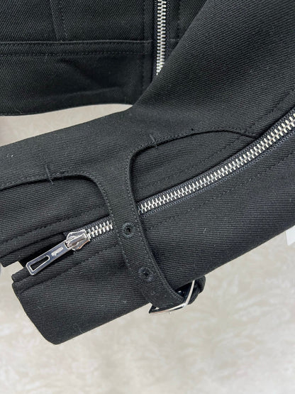 HM Lapel Zipper Jacket Black Viscose 304343