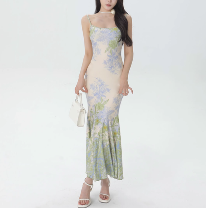 New Fashion Starry Sky Blue Spaghetti Strap Dress Elegant Banquet Dress TP2883