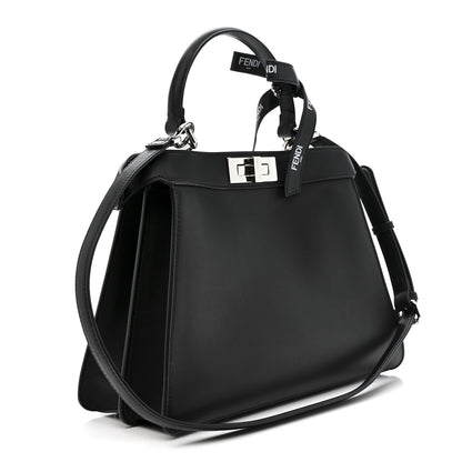 X MARC JACOBS Vitello Seta Shiny Nappa Medium Peekaboo I SEE U Satchel Black