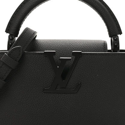 Matte Taurillon Capucines East West Mini All Black