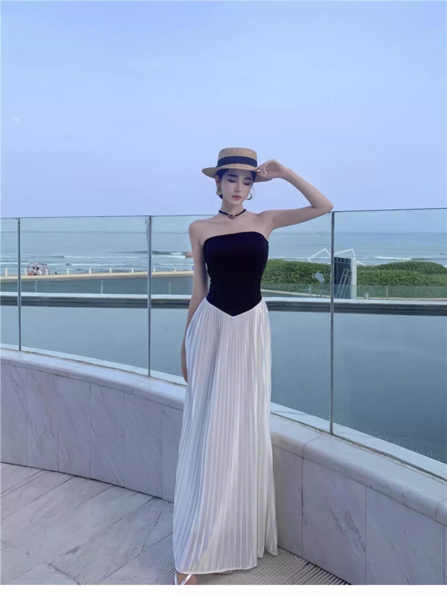 Simple Casual Design A-Line Women Strapless Dress TP3150