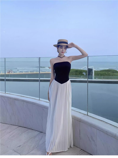 Simple Casual Design A-Line Women Strapless Dress TP3150
