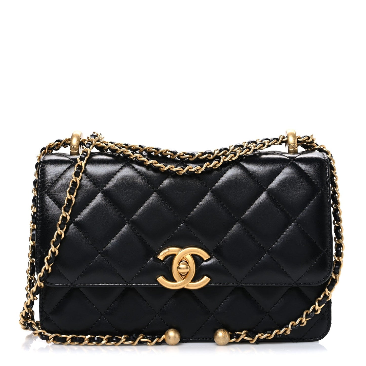 Calfskin Quilted Mini Perfect Fit Flap Black