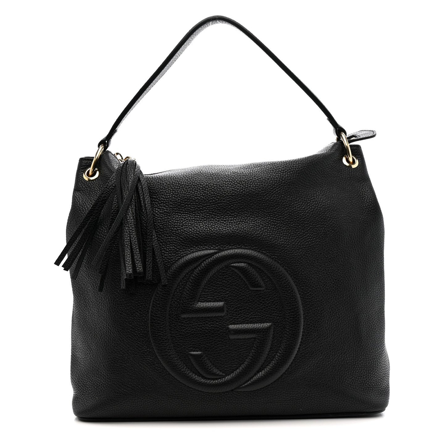 Pebbled Calfskin Large Soho Hobo Black