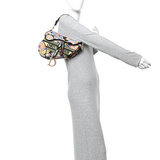 Canvas Embroidered Zodiac Fantastico Saddle Bag Black Multicolor