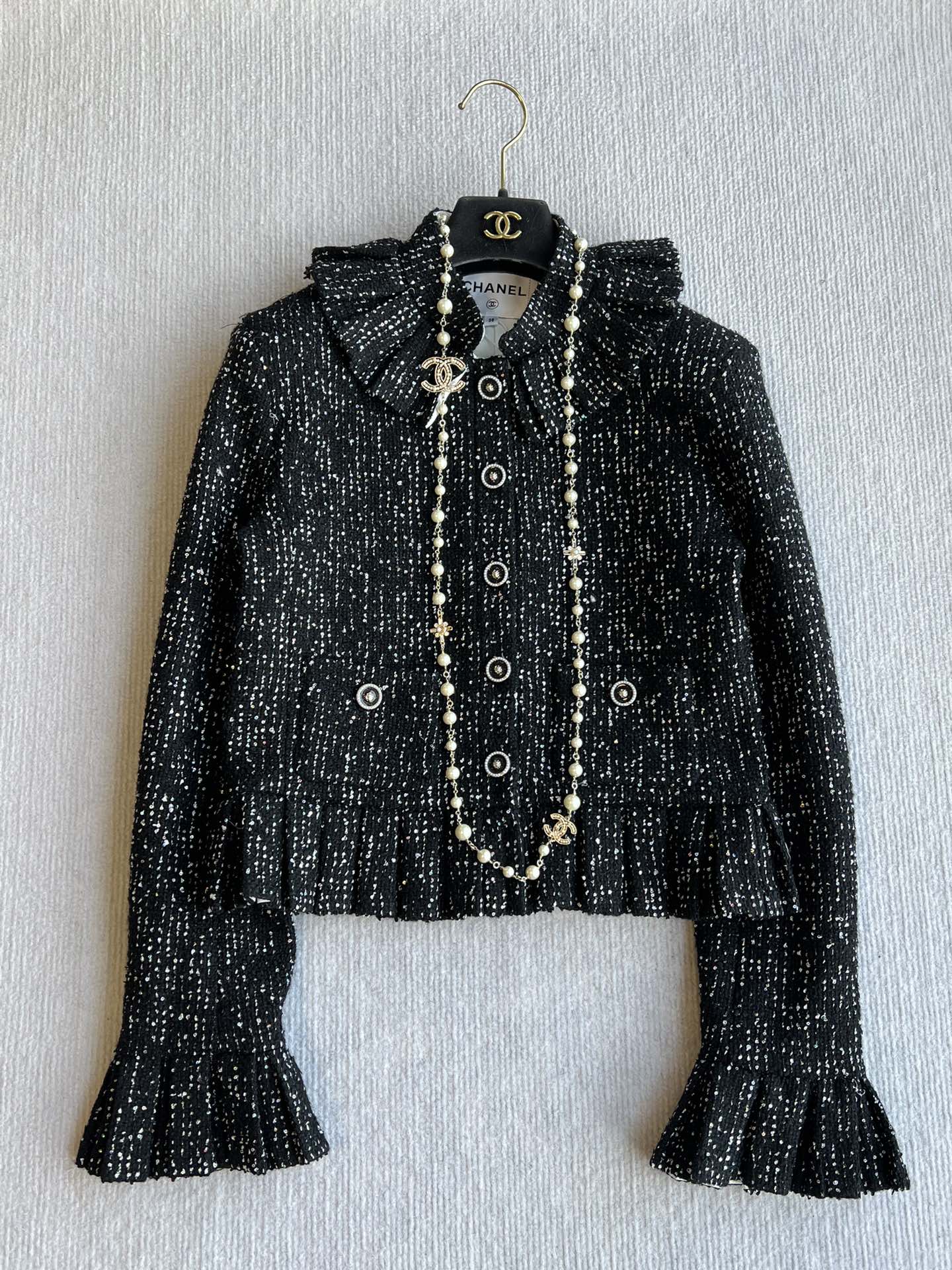 CC 25 Sequined Jacket In Black Tweed 277169