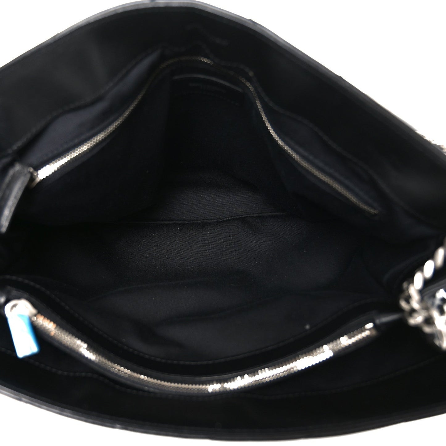 Calfskin Y Quilted Monogram Large Loulou Chain Satchel Black