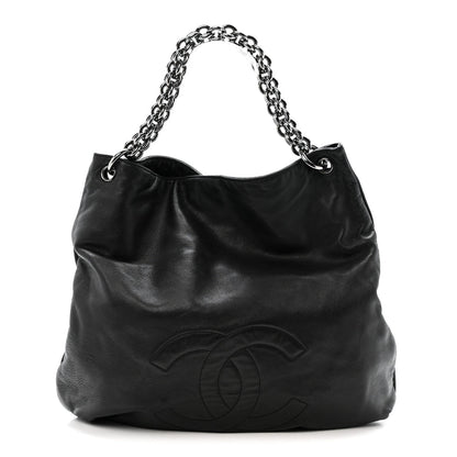 Lambskin Large Soft and Chain Hobo Black