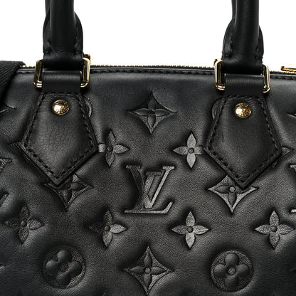 Lambskin Embossed Monogram Speedy 22 Bandouliere Black