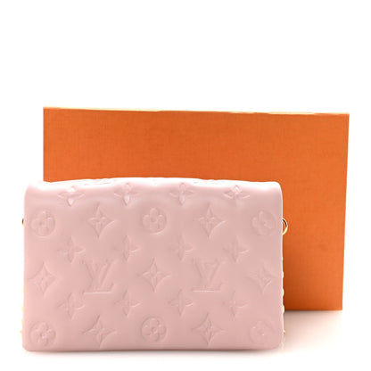 Lambskin Embossed Monogram Pochette Coussin Rose
