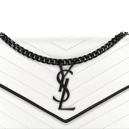 Grain De Poudre Matelasse Monogram Chain Wallet White Black
