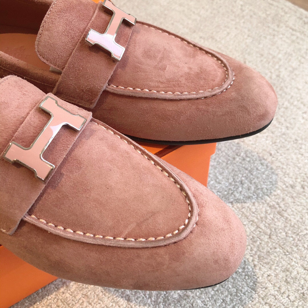 Paris Loafer In Rose Amarante Suede Goatskin With Signature Paris Buckle