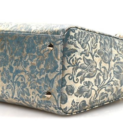 Metallic Lambskin Medium Brocart Lady Dior Metal Blue