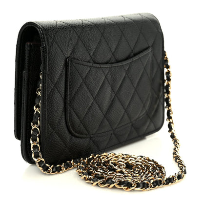 Caviar Quilted Wallet On Chain WOC Black
