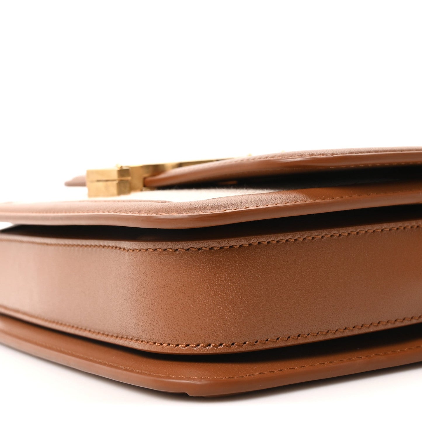 Canvas Calfskin Small Solferino Satchel Beige Brick
