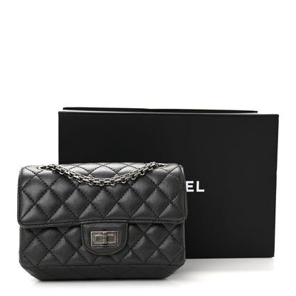 Goatskin Quilted 2.55 Reissue Mini Flap Dark Silver