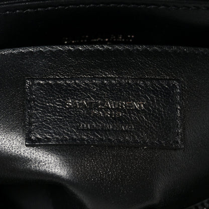 Calfskin Y Quilted Monogram Monochrome Small Loulou Chain Satchel Black