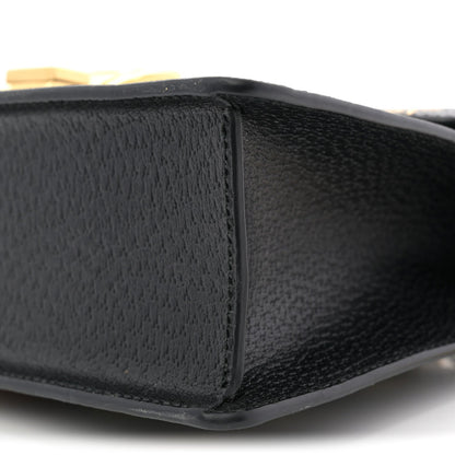 Textured Calfskin Bee Star Print Small Sylvie Shoulder Bag Black