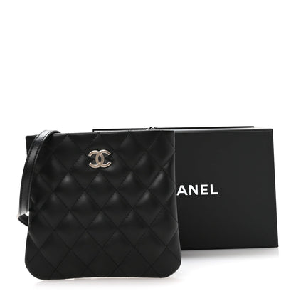 Lambskin Quilted Uniform Crossbody Bag Black