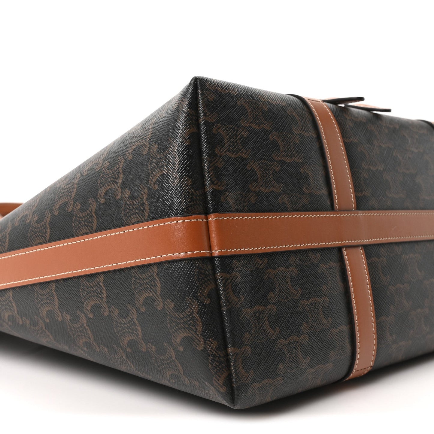 Triomphe Canvas Calfskin Cabas Drawstring Tan